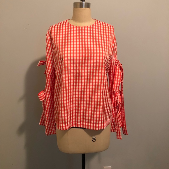 Gingham tie sleeve top by Style Mafia - Picture 1 of 7